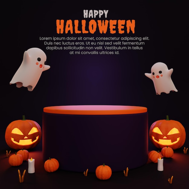 3d Render Halloween Podium Tło