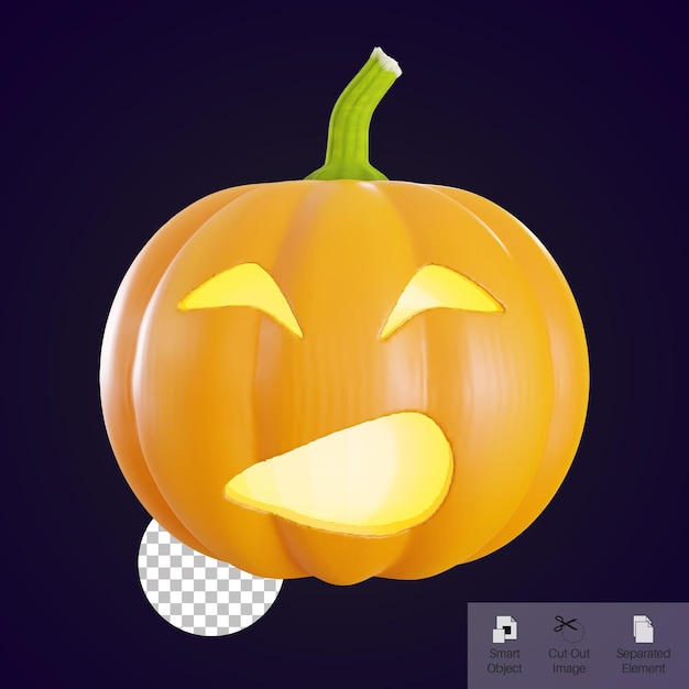 Emoticon di zucca di halloween rendering 3d