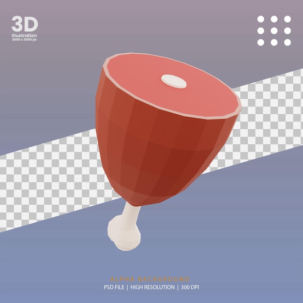 3d render ham illustration