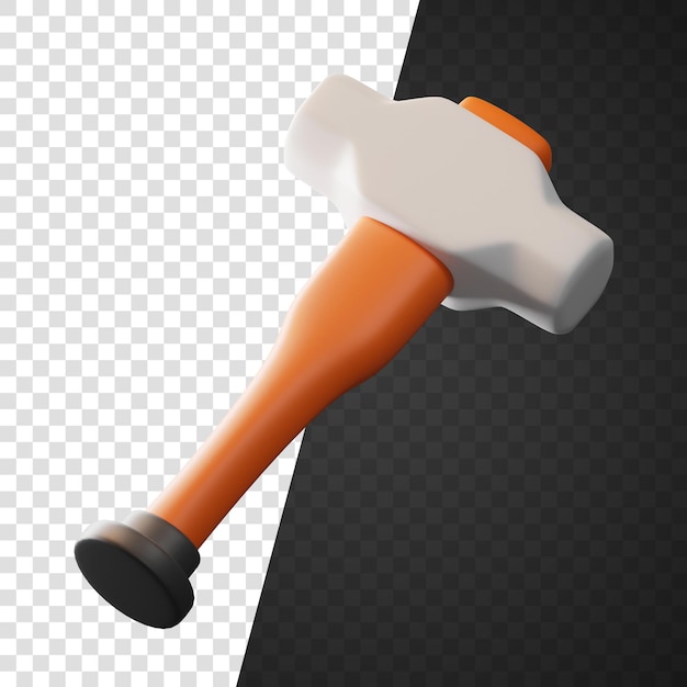 PSD 3d render hammer tool stylized illustration