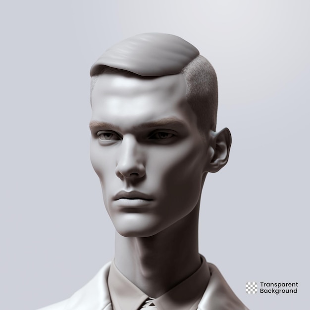 PSD 3d render handsome head with transparent background