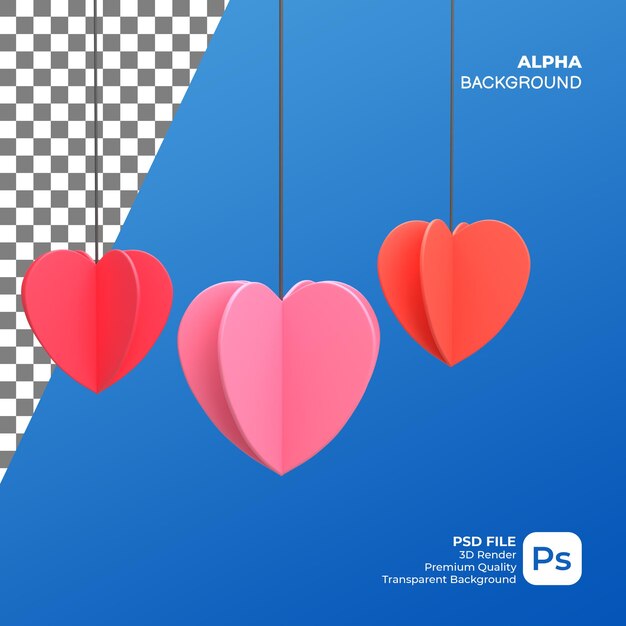 3D Render hangend liefdesornament