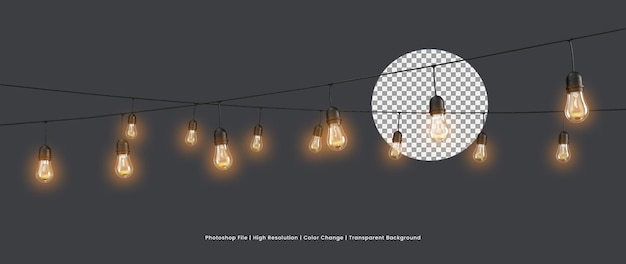 PSD 3d render hanging garden lights