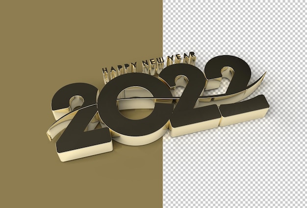 3d render happy new year 2022 text typography design transparent psd file.