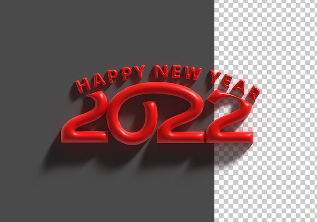 3D Render Happy New Year 2022 Transparent Psd File