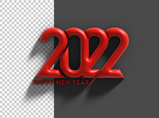 3D Render Happy New Year 2022 Transparent Psd File