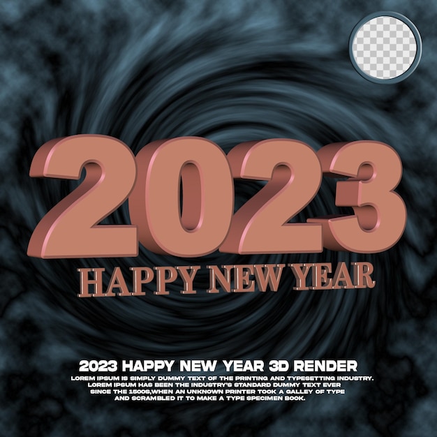 3d render happy new year of 2023  psd