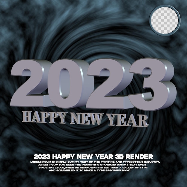 3D render happy new year of 2023  psd