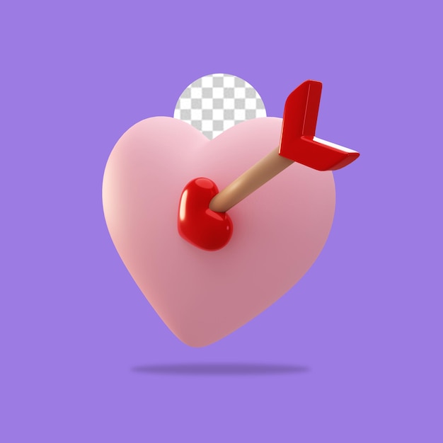 3D render hart vaelentine dag pictogram geïsoleerd