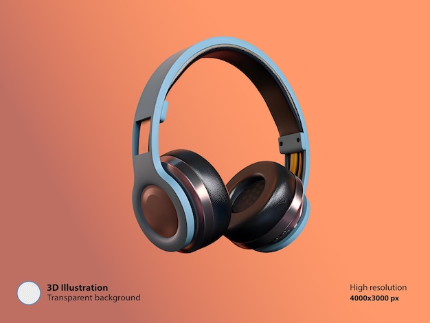 PSD 3d_render_headphones_hyper_realistic blue color