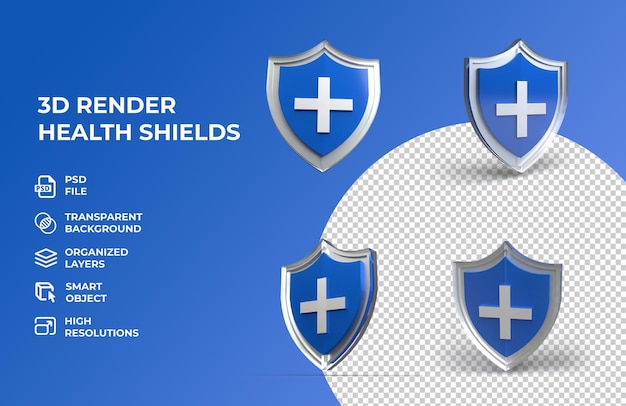 3d render health protection shield