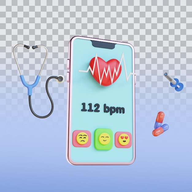 PSD 3d render healthcare phone app