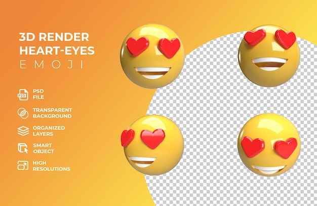 3d render emoji occhio cuore