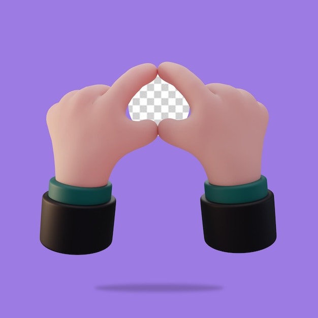 3d render heart hand gesture icon isolated