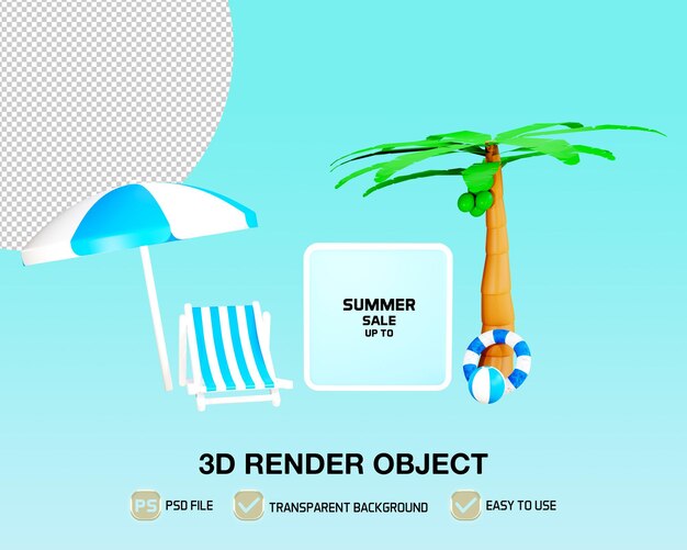 3d 렌더링 Hello Summer With Summer Sale