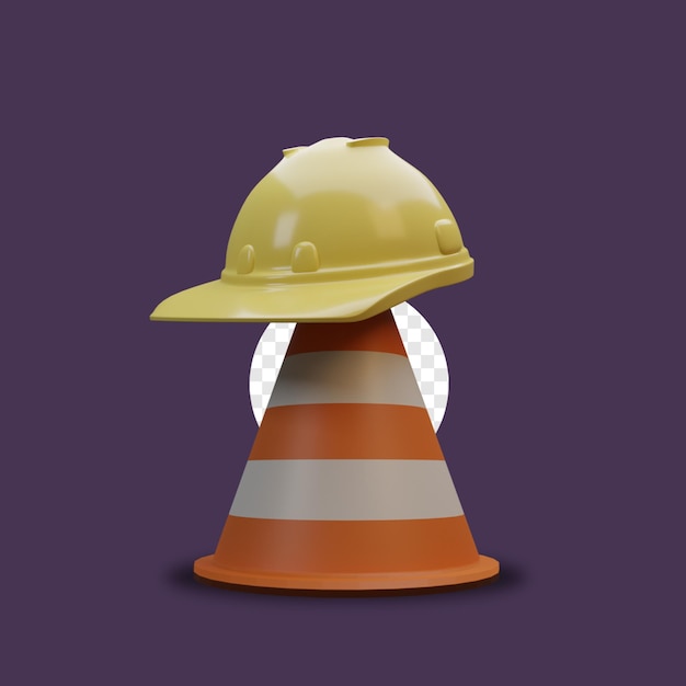 3d render helmet worker and cone