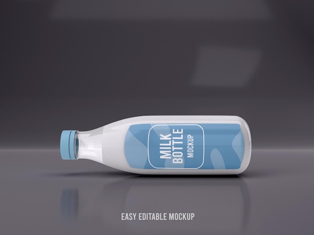 3d render high quality milk bottle psd mockup design