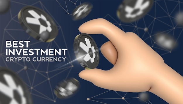 PSD rendering 3d holding token quant qnt coin criptovaluta
