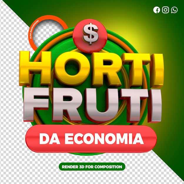 3d render hortifruti da economia for composition