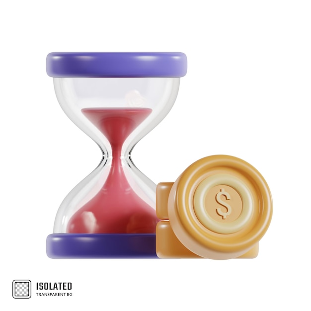 3d render hourglass long term investment icon