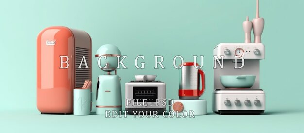 PSD 3d render of household appliances