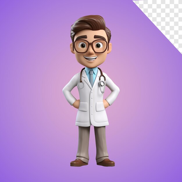 3d render human doctor cartoon character with stethoscope looking at camera