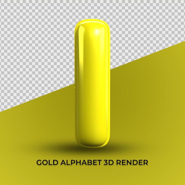 PSD 3d render i alfabet geel plastic