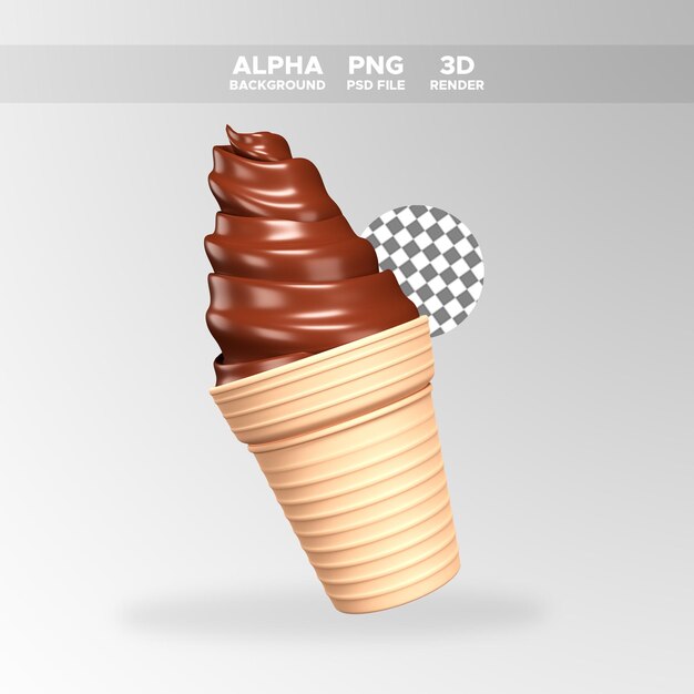 PSD 3 d レンダー アイス クリーム チョコレート アイコン デザイン イラスト