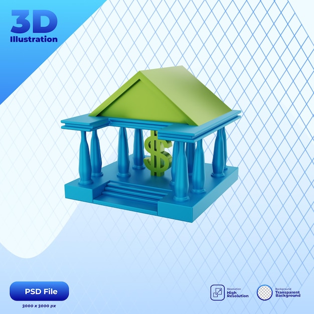 PSD 3d render icon bank