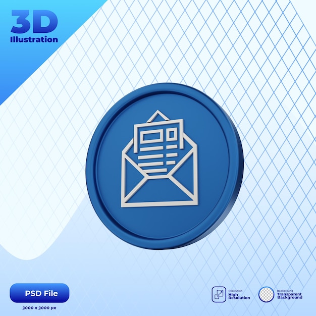 PSD 3d render icon basic newsletter