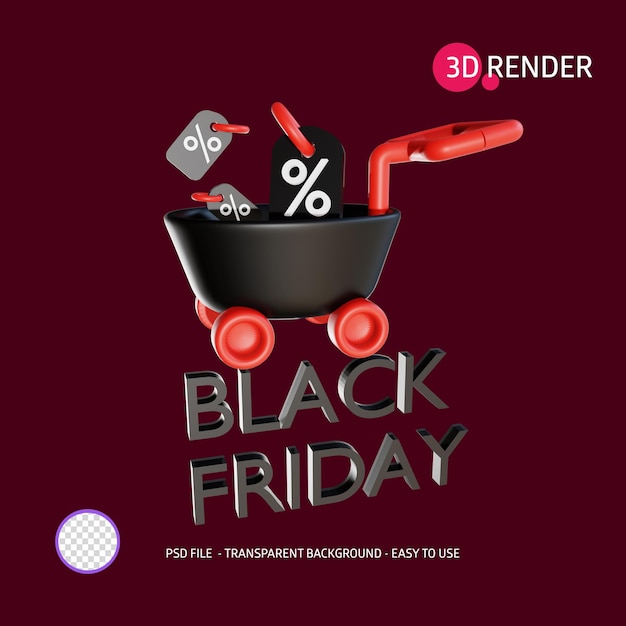 PSD 3d render icon black friday 10