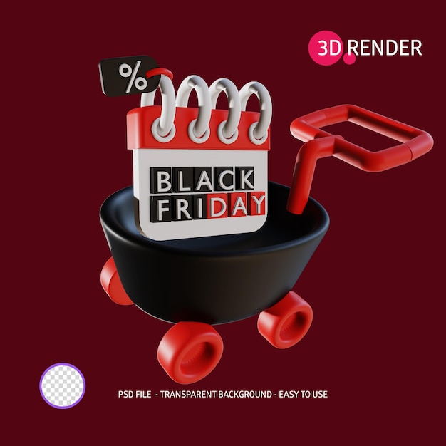 PSD 3d render icon black friday 10