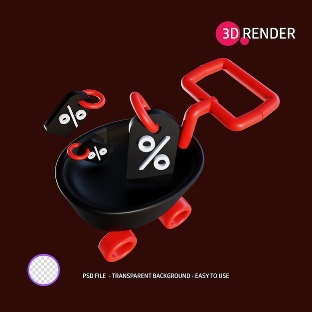 PSD 3d render icon black friday 12