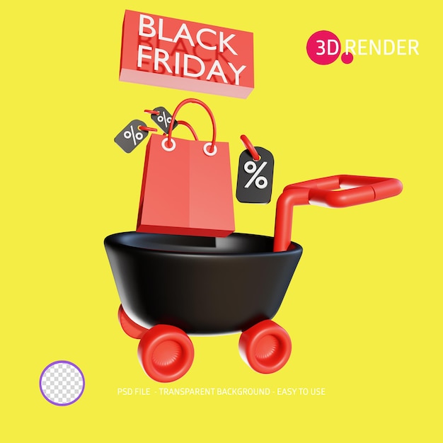 PSD 3d render icon black friday 1