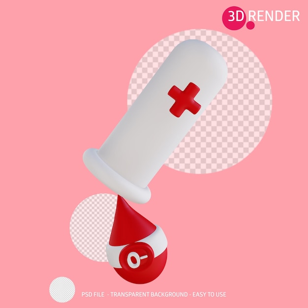 PSD 3d render icona sangue typr