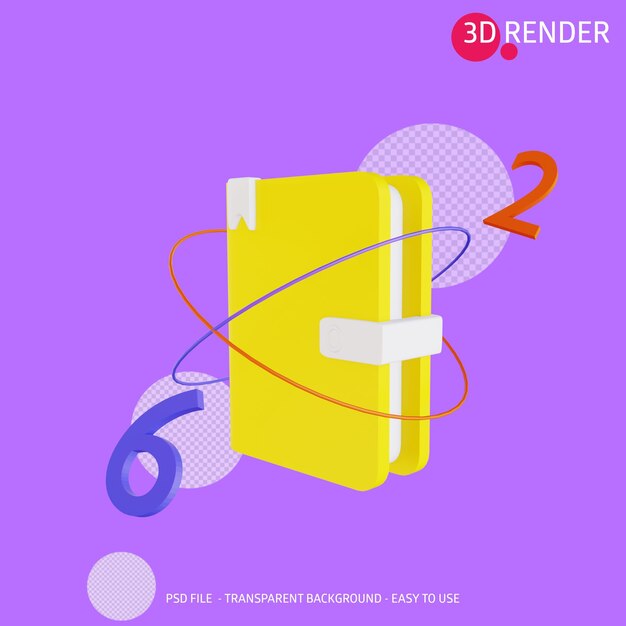 3d render icon book