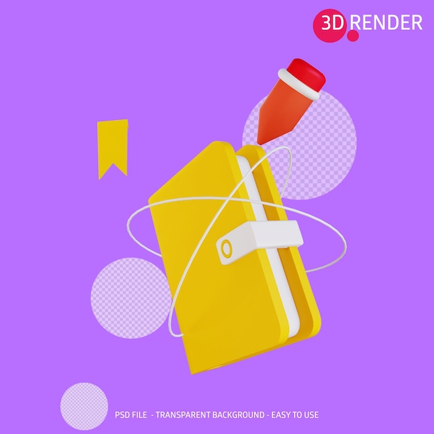 PSD libro delle icone di rendering 3d