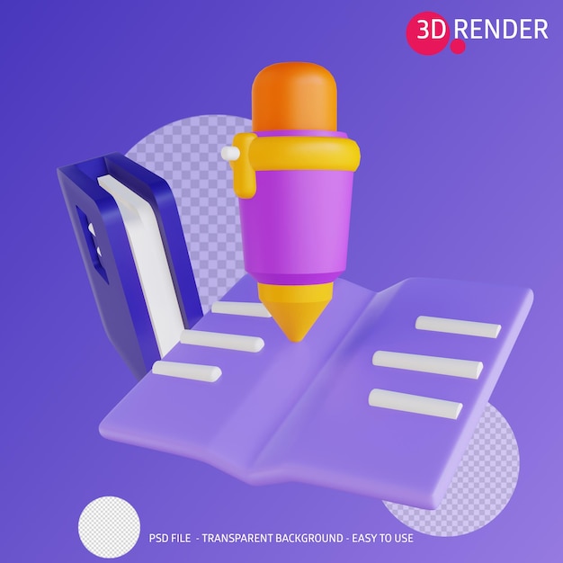 PSD 3d рендеринг книги иконок