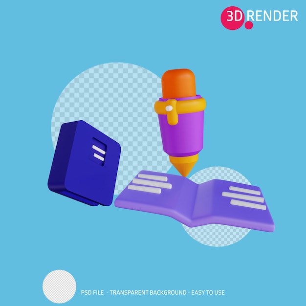 PSD libro delle icone di rendering 3d