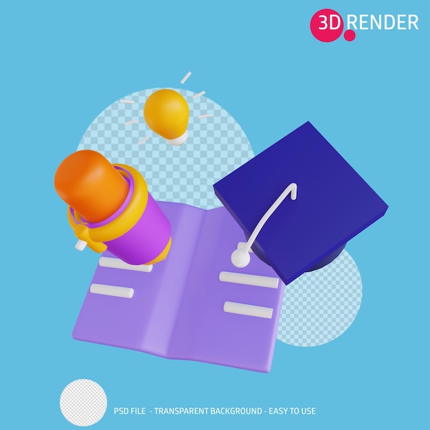 3d render icon book