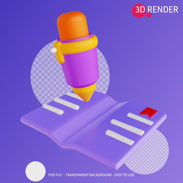 3d render icon book