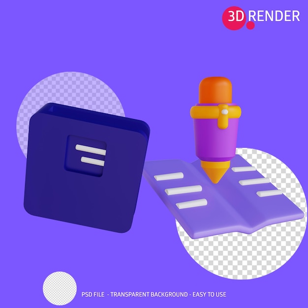 3d render icon book