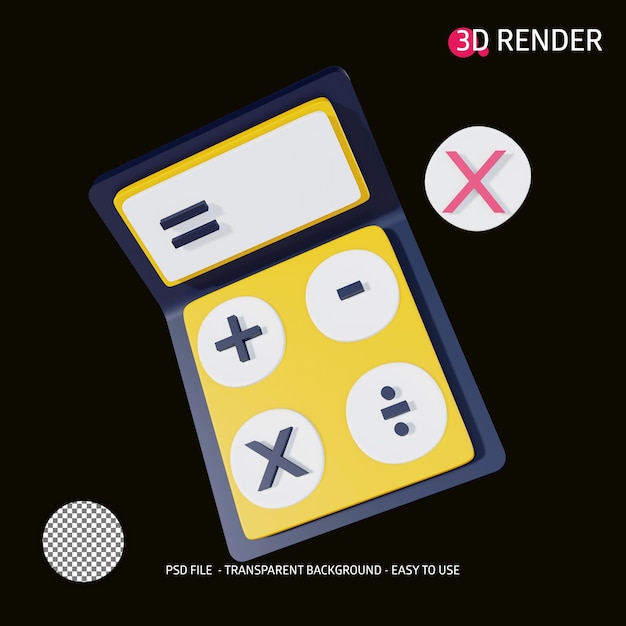 PSD icona di rendering 3d calcolatrice non precisa