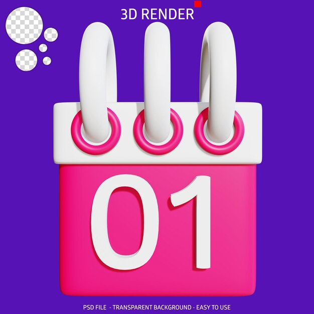 3d render icona calendario 1