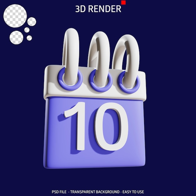 3d render icona calendario 2