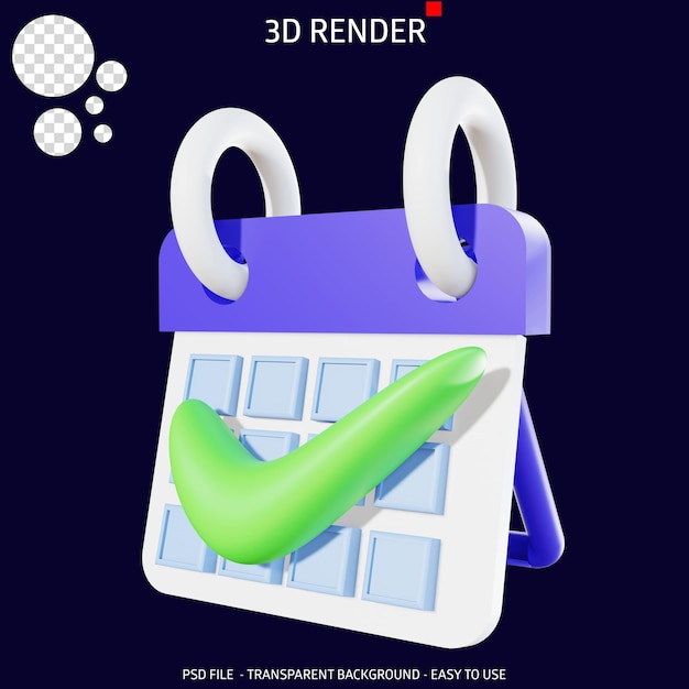 PSD 3d render icon calendar checklist 1