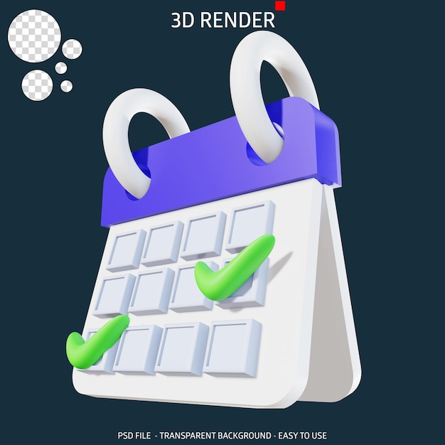 3d 렌더링 아이콘 달력 체크리스트 7