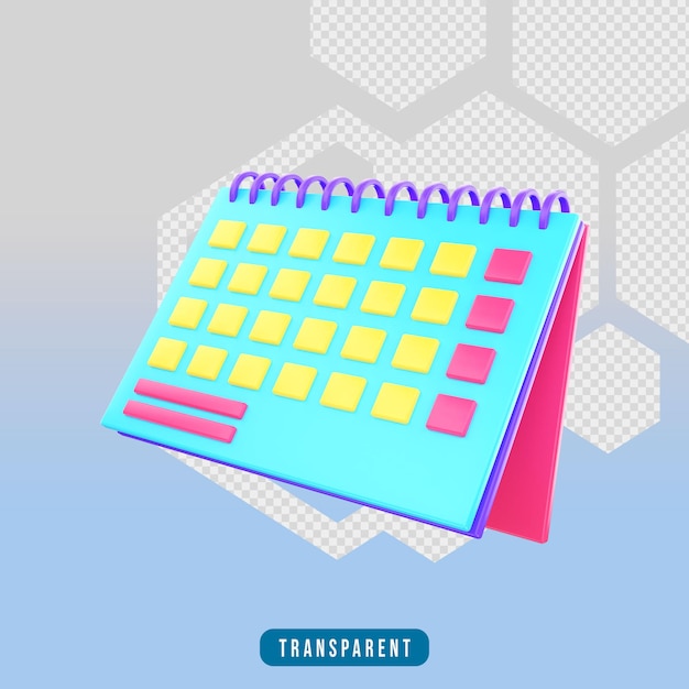 Calendario delle icone di rendering 3D