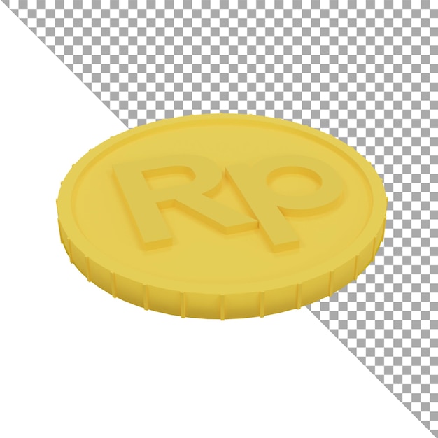 PSD 3d render icon coin rupiah