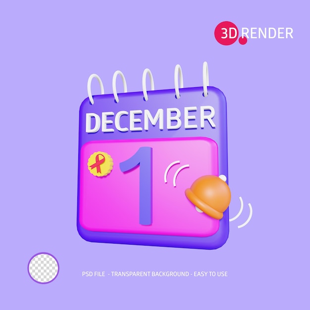 3d render icon date aids day